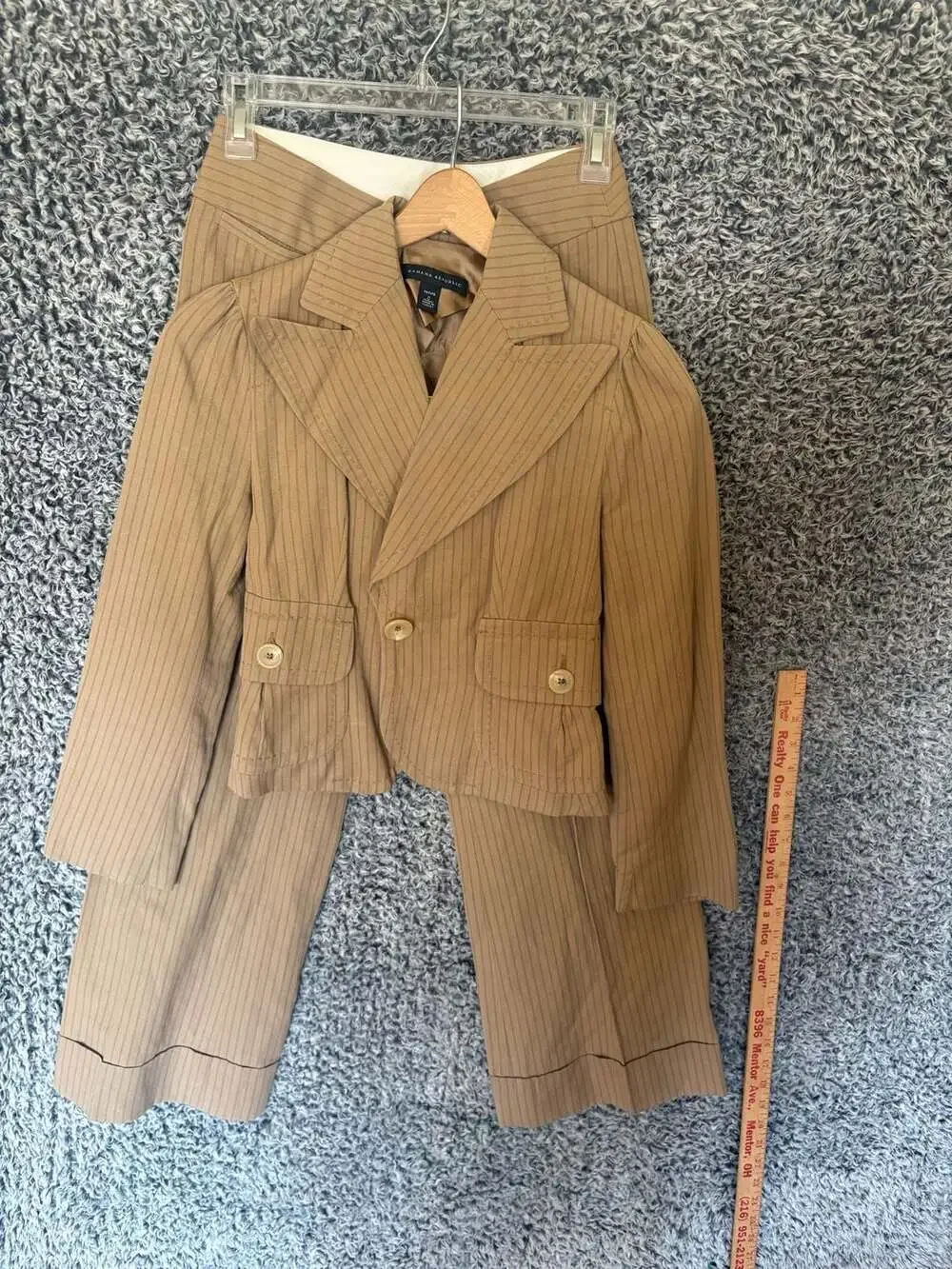Banana Republic Petite Pinstripe Cotton Linen Harrison Pant Suit Set